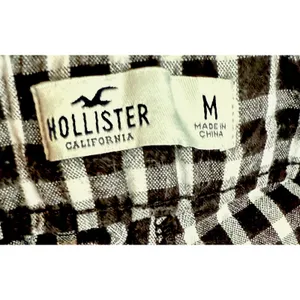 Hollister Pants Womens Size M Black White Plaid Elastic Waist Pockets preppy thumbnail 5
