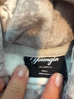 YoungLA Women’s Grey Camo Layover Hoodie Size Small Oversized NEW thumbnail 6