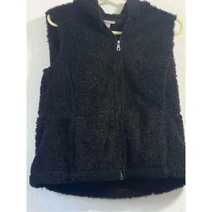 J.Crew faux Fur vest Black Shaggy full zip Small thumbnail 2
