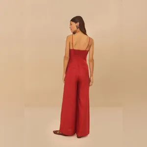 FARM RIO Red Petals Bodice Euroflax™ Premium Linen Jumpsuit, Size Medium , $260 thumbnail 4