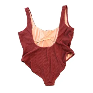 New J Crew One Piece‎ Swimsuit Size 24 Scrunchie Scoop Neck Rust thumbnail 3