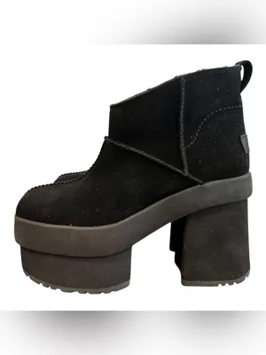 UGG New Heights Platform Mini Black Suede Heeled Boots Women’s 8 New No Box thumbnail 4