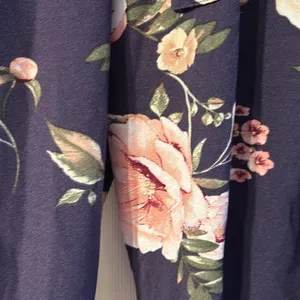 Dark Purple Floral Paperbag Waist Pants Medium thumbnail 3