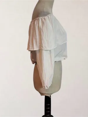 Pins and Needles White Off Shoulder Ruffle Peasant Blouse Size S thumbnail 4