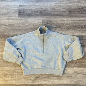Everlane Gray Sweater High-Collar 1/4 Zip Sweatshirt Small Oversized thumbnail 2