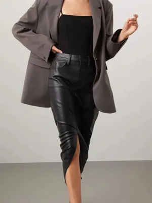 Hudson Faux Leather Midi Skirt, Black, Size 6/28 Rent the Runway thumbnail 1