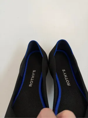 Rothys The Flat Ballet Shoes Round Toe Comfort Travel Washable Black Blue thumbnail 5