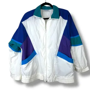 Vintage Jantzen Classics VTG 80s Retro Colorblock Windbreaker Track Jacket Small thumbnail 2