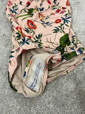 New Free People Medium Pink Peach Floral Ruffle Lace-Up One-Piece Swimsuit thumbnail 4