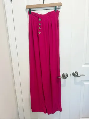HOUSE OF HARLOW 1960 x REVOLVE Danira Pant in Fuchsia Pink Button Front Wide Leg thumbnail 4
