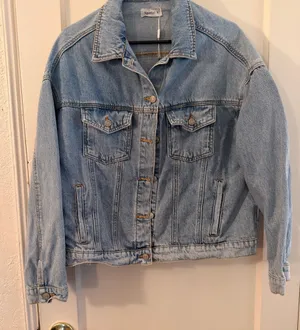 Special A Oversized Classic Denim Trucker Jacket Light Wash Blue thumbnail 1