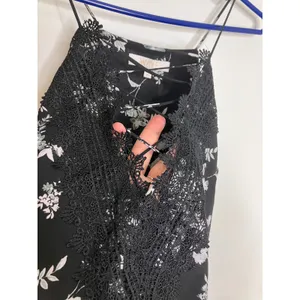 WAYF posie Strappy camisole womens S Black Floral Lace Up Front Sleeveless thumbnail 5