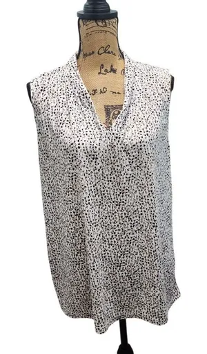Ann Taylor‎ Sleeveless Animal Print V-Neck Blouse Professional Office Wear XL thumbnail 1