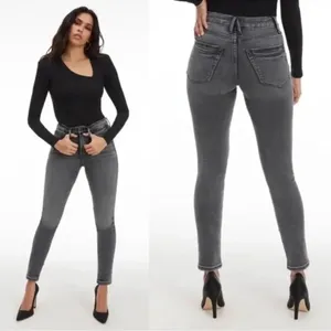 GOOD AMERICAN Good Legs Stovepipe Cigarette Denim Jeans in Black214 Size 2 thumbnail 2
