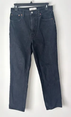 Abercrombie & Fitch The 90s Straight Ultra High Rise Black Denim Jeans thumbnail 1