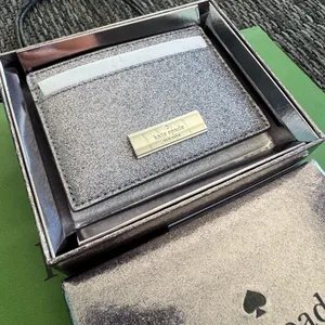 Kate Spade Card Holder Kenzie Metallic Saffiano Lunar NWT Bag Sparkle Silver thumbnail 3