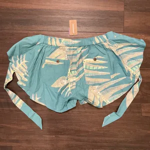 Patagonia Garden Island Shorts Teal Tropical Leaf Hemp Tencel M NWT Wrap Tie thumbnail 3
