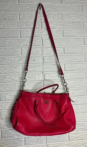 Coach Madison Satchel Bag Womens Medium Pink Good Pebbled‎ Leather Crossbody thumbnail 1