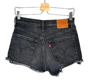 Levis 501 black charcoal quality denim button fly shorts size 25 thumbnail 1