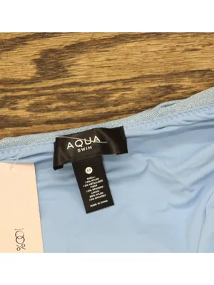 Aqua Womens Lurex Drawstring High Leg One Piece Swimsuit Retro Blue Sparkle M thumbnail 3