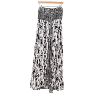 Free People Maxi Strapless Dress Women's M Bohemian Black White Mandala Smocked thumbnail 4
