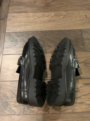 Marc Fisher Black Lug Sole Leather Loafers S. 7.5 thumbnail 6