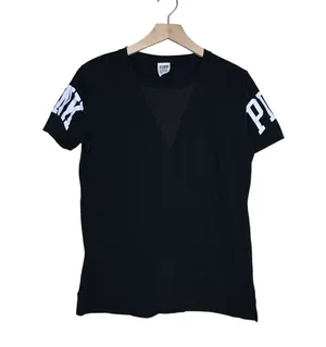 PINK Victoria's Secret Women's S Black Short Sleeve T-Shirt thumbnail 1