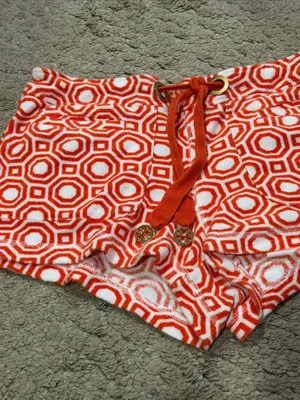 Tory Burch "Octagon" geometric print terrycloth shorts size S EUC thumbnail 3