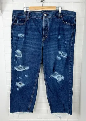 Old Navy Plus Size Denim High Rise Slouchy Straight Distressed Jeans Size 20 thumbnail 1