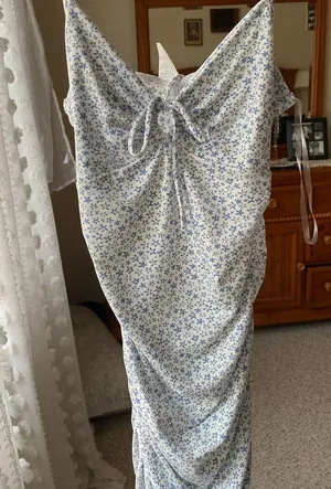 Windsor White and Blue Floral Dress - Size S thumbnail 1