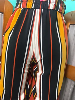 Adrienne Vittadini Black, Mustard & Rust Striped Wide-Leg Pants thumbnail 10