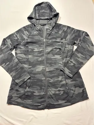 J Jill Fit Performance Zip-Front Hoodie in Cool Gray Camo thumbnail 1