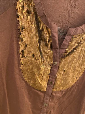Nine West Vintage America Collection Button-Front Top with Gold Sequins thumbnail 2