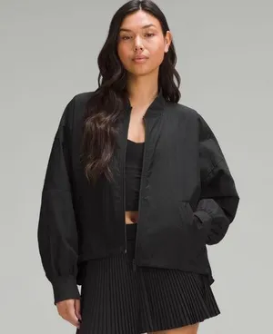 Lululemon Lightweight Bomber Jacket Cinch Hem Black Size XL NWT thumbnail 1