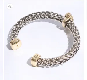 Two T Ponytail Eye Pave Bangle Bracelet Silver thumbnail 7