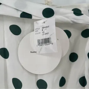 PEONY Le Spot Maxi Skirt SZ 2 Green Polka Dot Thigh High Slit eco-Conscious NWT thumbnail 8