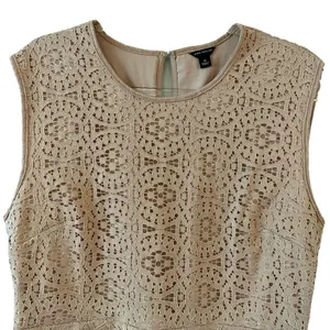 Ann Taylor Lace Sleeveless Top in Beige thumbnail 7