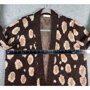 Mystree Leopard Print‎ Long Cardigan Swater Women Small Open Front Metallic thumbnail 4