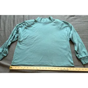 Vintage Pari Sport Club Mock Neck Shoulder Pad Sweatshirt Sage Green Womens M thumbnail 5