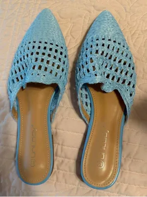 Light Blue Crochet Pointed Toe Slip thumbnail 1