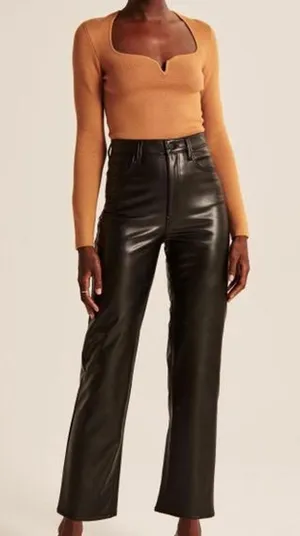 Abercrombie & Fitch Vegan Leather Ankle Straight Pant thumbnail 1