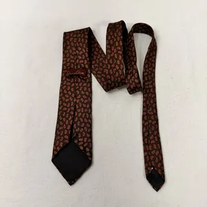 Oscar De La Renta Silk Mens Brown Tie Geometric Necktie Vintage Classic Cravat thumbnail 3