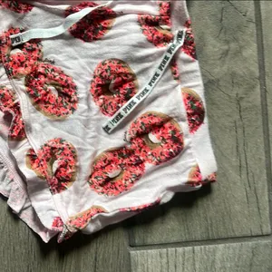 PINK Victoria's Secret Pink and Red Pajama Shorts with Ruffled Hem thumbnail 2