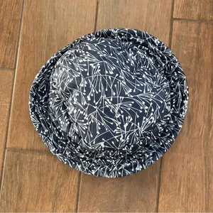 LL Bean Blue and White Faux Fur Lined Bucket Hat with Botanical Print size L-XL thumbnail 4