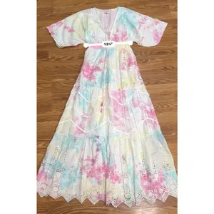 Hemant & Nandita Amara Maxi Dress Multicolor Cotton Boho Embroidered size XS thumbnail 11