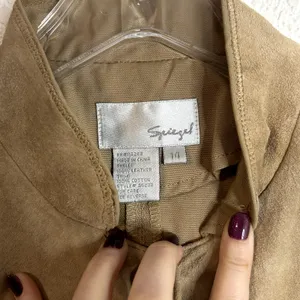 Spiegel Army Style Jacket Coat Womens Size 14 Leather Tan Vintage Vtg thumbnail 2