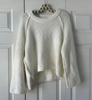 White  Sweater BFF Cocoon Solid Crew thumbnail 2