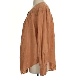 Free People $138 Marigold Button down Blouse Top Wood Chimes Fall Oversized M thumbnail 8