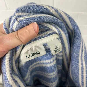 L.L.Bean Blue & White Striped Knit Cowl Neck Sweater Size S thumbnail 3