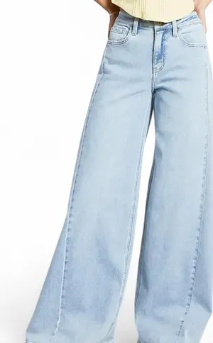 Vervet Light Blue Wide-Leg Super Flare Palazzo Jeans Side Seams thumbnail 1